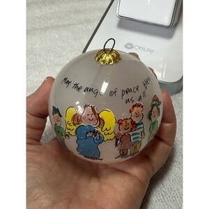 Sally Huss 2003 Glass Ornament "May The Angel Of Peace Bless Us All"‎ Christmas